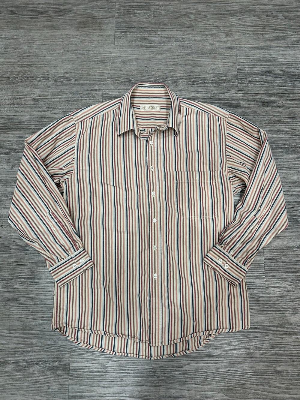 VTG ARNYS Paris Sports Men’s L Long Sleeve Striped Button Down Shirt France Rare